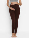 Maternity Cotton High-rise Leggings- Brown