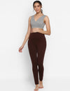Maternity Cotton High-rise Leggings- Brown