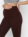 Maternity Cotton High-rise Leggings- Brown