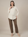 Stretchy Cotton Straight Fit Maternity Trousers-Brown