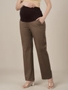 Maternity Stretchy Cotton Wide Leg Trousers-Brown