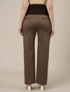 Maternity Stretchy Cotton Wide Leg Trousers-Brown