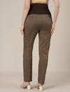 Stretchy Cotton Tapered Fit Maternity Trousers-Brown