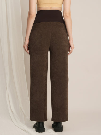 Maternity Winter Fleece Co-ord Set - Brown