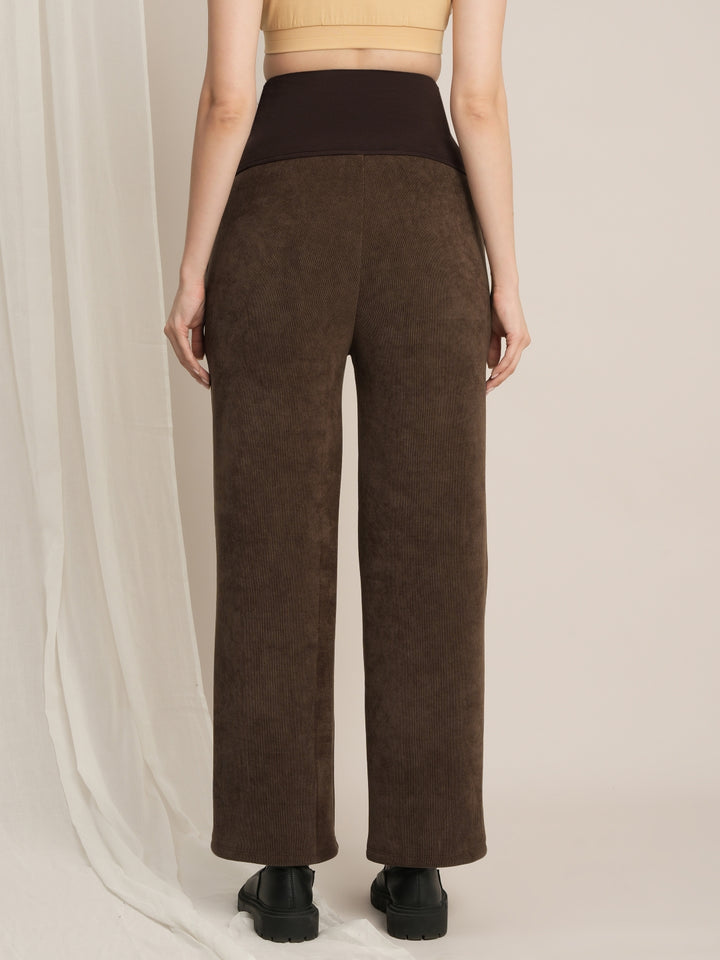 Maternity Winter Fleece Co-ord Set - Brown