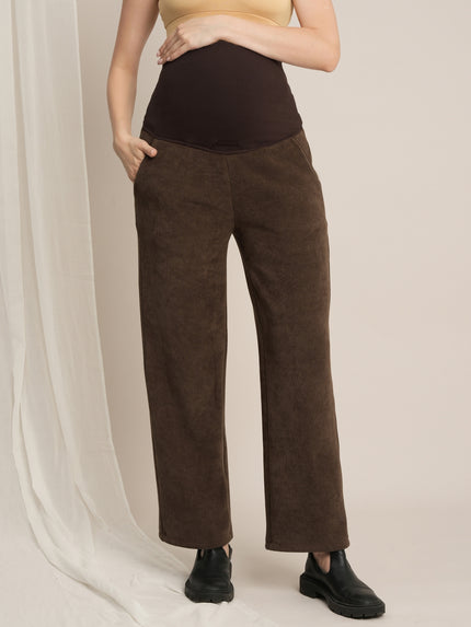 Maternity Winter Fleece Co-ord Set - Brown