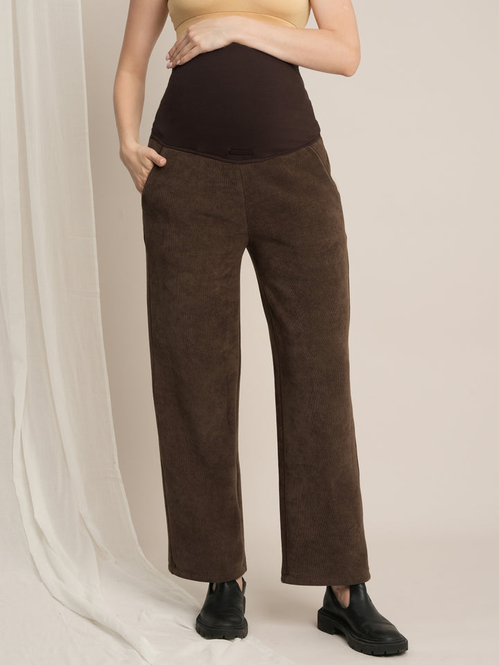 Maternity Winter Fleece Co-ord Set - Brown