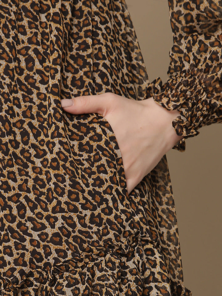 Brown Midi Feeding Dress