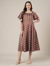 Brown Maternity Polka Dot Dress