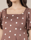 Brown Maternity Polka Dot Dress