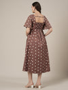 Brown Maternity Polka Dot Dress