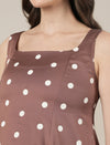 Brown Maternity Sleeveless Polka Dot Dress