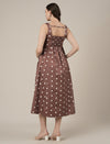 Brown Maternity Sleeveless Polka Dot Dress