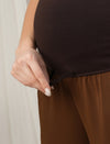Brown Wide-Leg Maternity Korean Pants