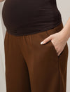 Brown Wide-Leg Maternity Korean Pants