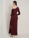 One-Shoulder Maternity Bodycon Dress - Burgundy