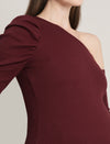 One-Shoulder Maternity Bodycon Dress - Burgundy