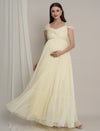 Butter Yellow Maternity Tulle Cap Sleeve Party Gown