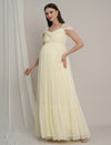Butter Yellow Maternity Tulle Cap Sleeve Party Gown