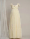 Butter Yellow Maternity Tulle Cap Sleeve Party Gown