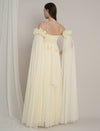 Butter Yellow Maternity Baby Shower Photoshoot Gown with Detachable Sleeves