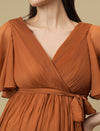 Caramel Maternity Pleated Gown