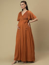 Caramel Maternity Pleated Gown
