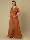 Caramel Maternity Pleated Gown