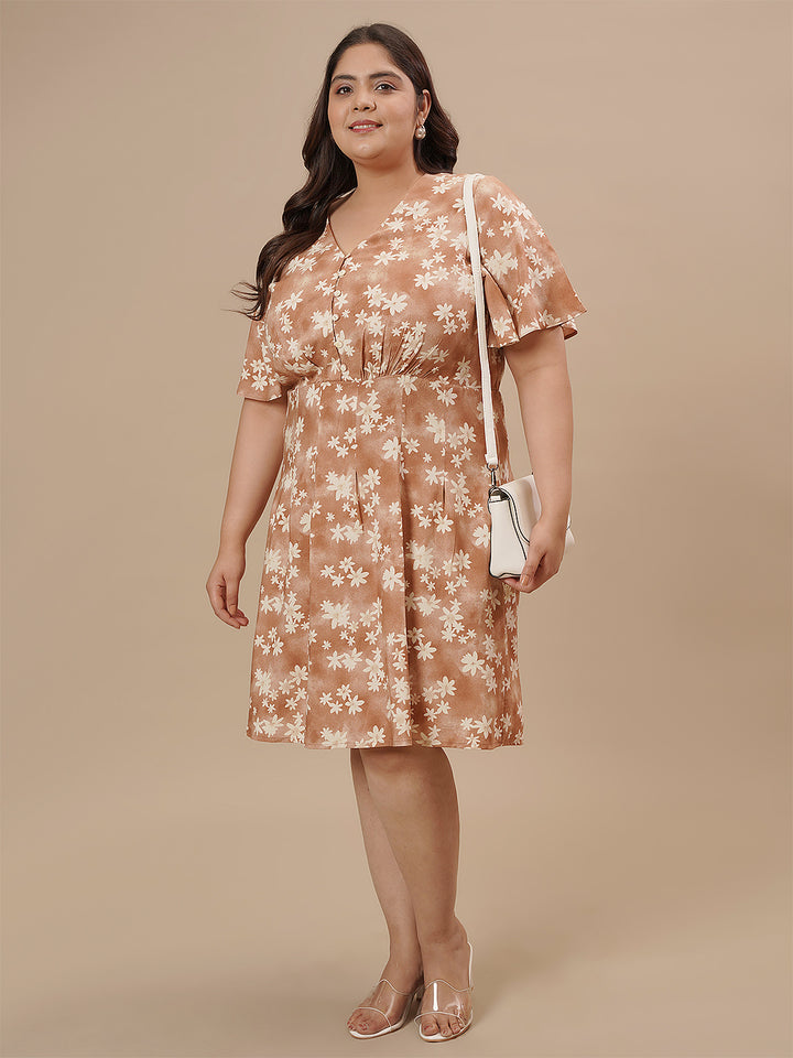 Front-facing pose with legs slightly apart, showing off the dress’s natural flare and cheerful vibe.