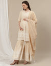 3pc. Maternity Embroidery Sharara Suit- Beige