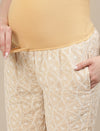 3pc. Maternity Embroidery Sharara Suit- Beige
