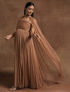 Cocoa Brown Maternity Gown with Draped Cape