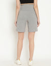 Maternity High-rise Over-belly Shorts with Adjustable Drawstring- Grey