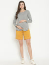 Maternity High-rise Over-belly Shorts with Adjustable Drawstring- Casablanca