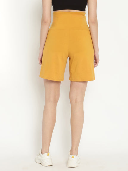 Maternity High-rise Over-belly Shorts with Adjustable Drawstring- Casablanca