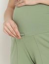 Maternity High-rise Over-belly Shorts with Adjustable Drawstring- Sage Green