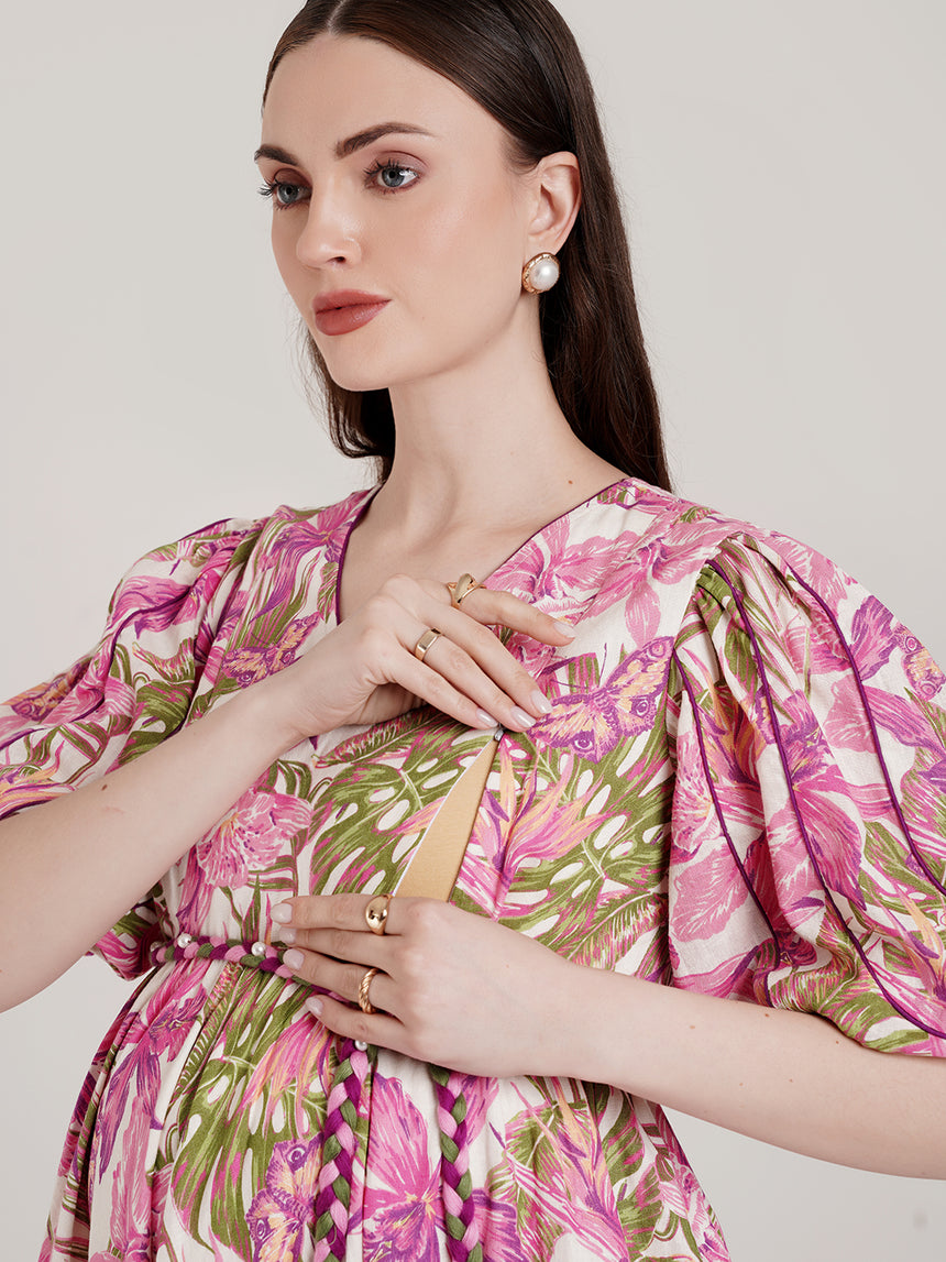 Cotton Tropical Maternity Dress