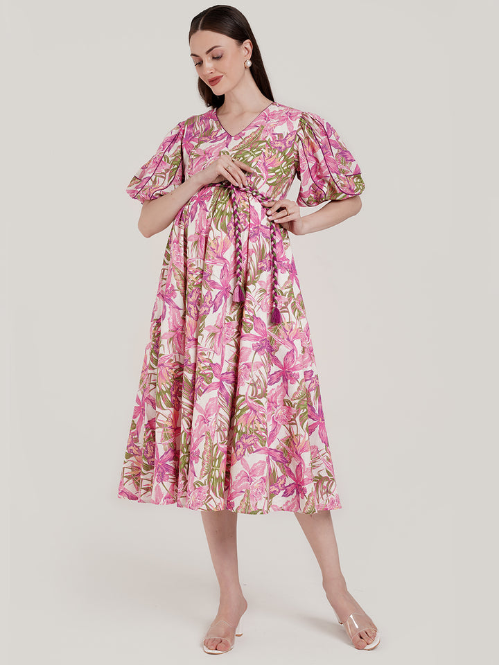 Cotton Tropical Maternity Dress