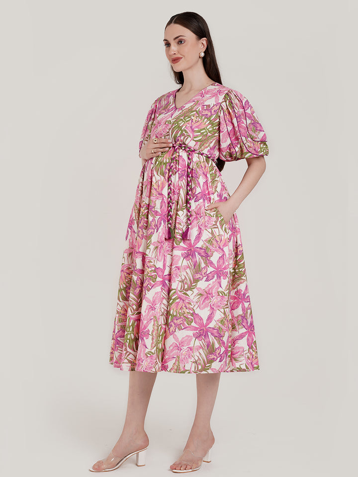 Cotton Tropical Maternity Dress