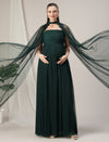 Dark Green Maternity Gown with Draped Cape
