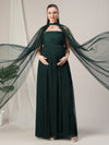 Dark Green Maternity Gown with Draped Cape