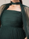 Dark Green Maternity Gown with Draped Cape