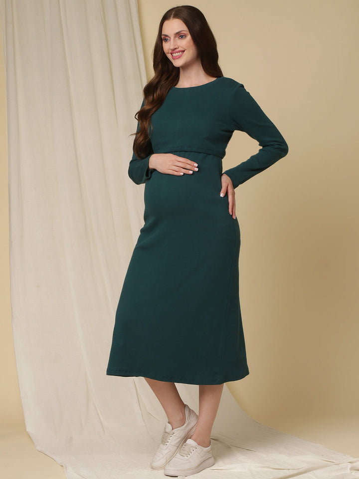 Maternity Casual Lounge Dress- Green