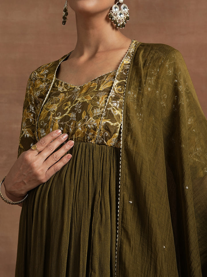 Embroidered Maternity Anarkali with Dupatta