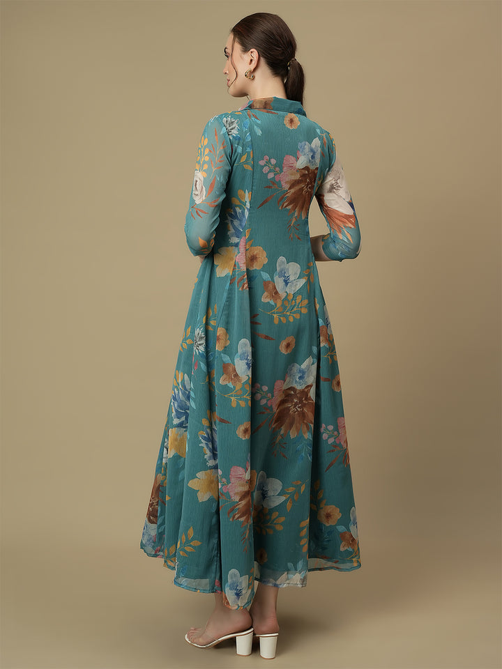 Feeding Blue Maxi Shirt Dress