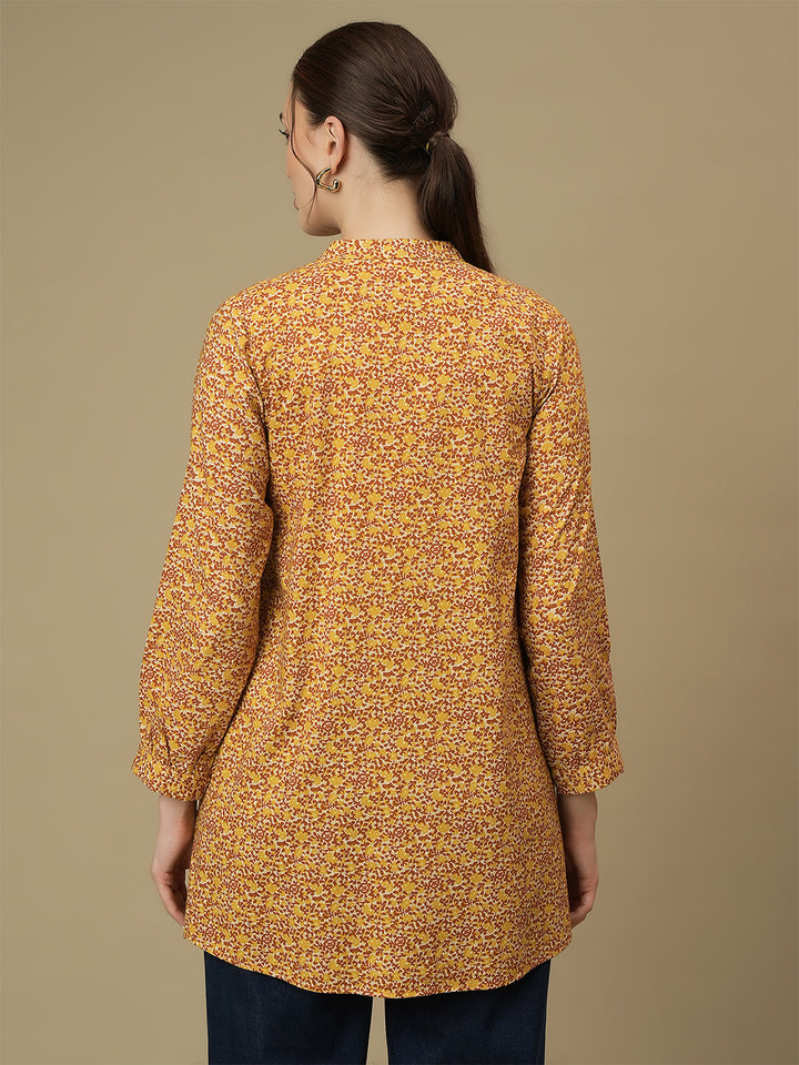 Feeding Button-Down Printed Tunic Top