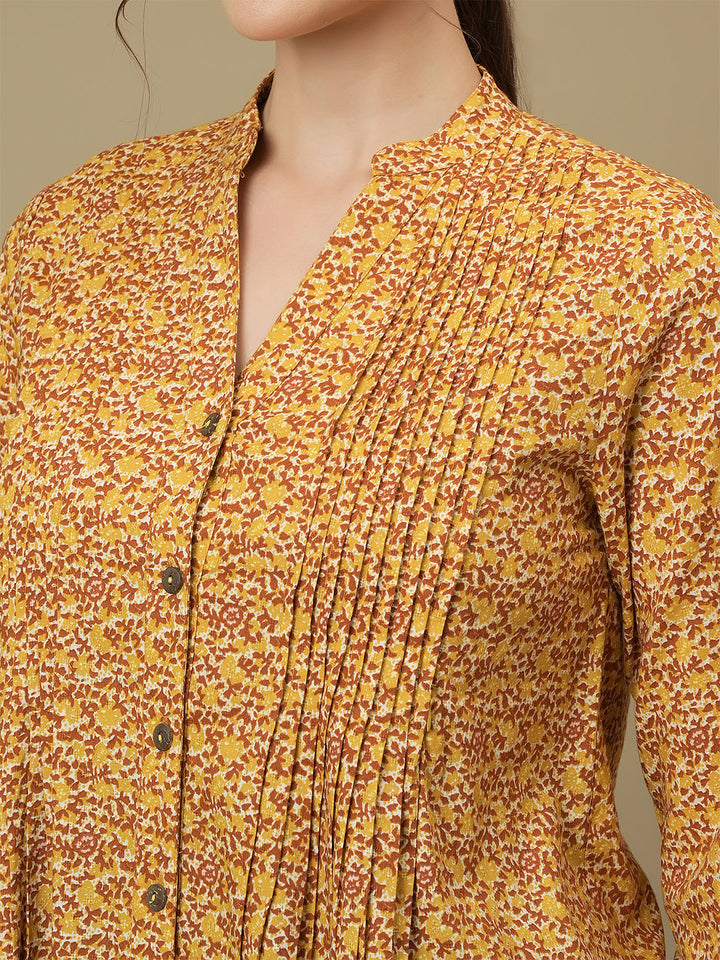 Feeding Button-Down Printed Tunic Top