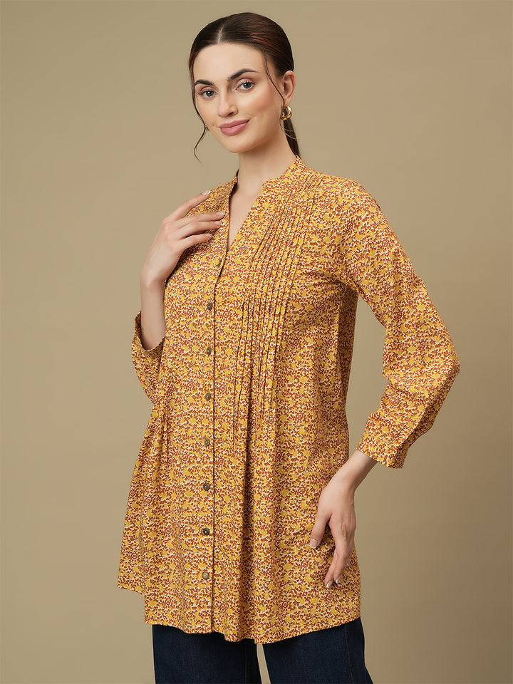 Feeding Button-Down Printed Tunic Top