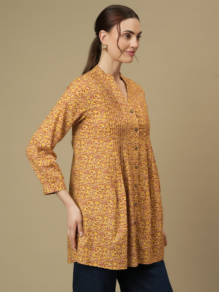 Feeding Button-Down Printed Tunic Top