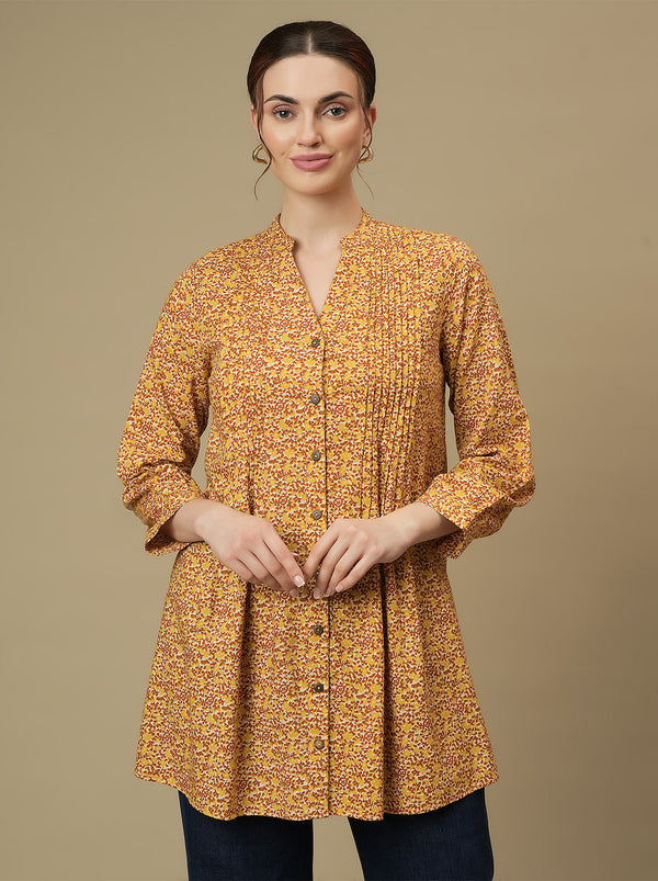 Feeding Button-Down Printed Tunic Top